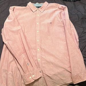 Tommy Hilfiger button down shirt, the color is red